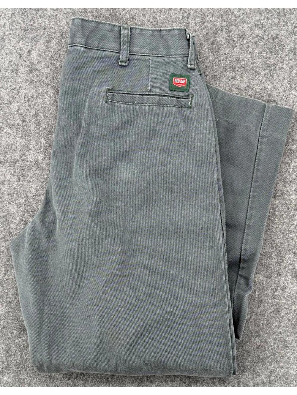 Red Kap Durable Press Work Pants Relaxed Fit Size 34 Cotton Gray